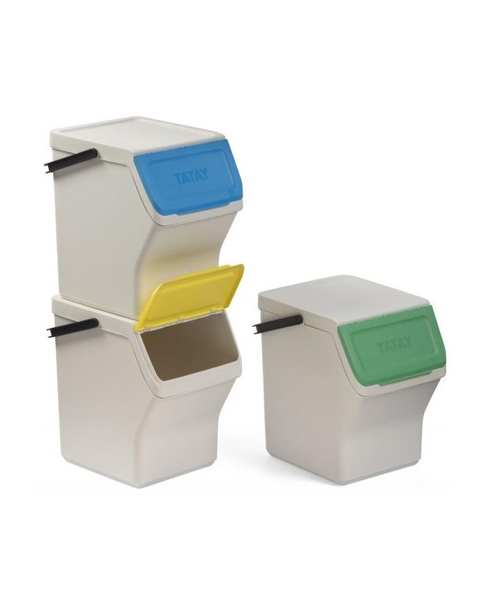 CUBO PLASTICO RECICLAJE TATAY MODULAR 20LTS. (SET 3UDS.)