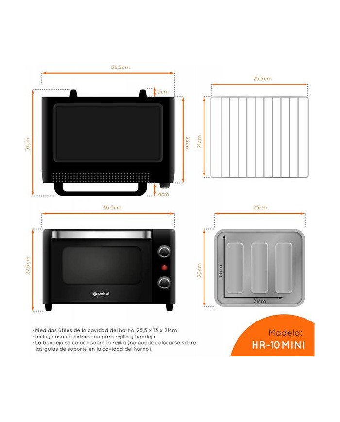 HORNO TOSTADOR 800W. 10LTS. GRUNKEL