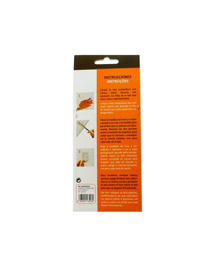 PARCHE MOSQUITERA GRIS ADHESIVO 8X10CMS.(KIT 3 UDS.)