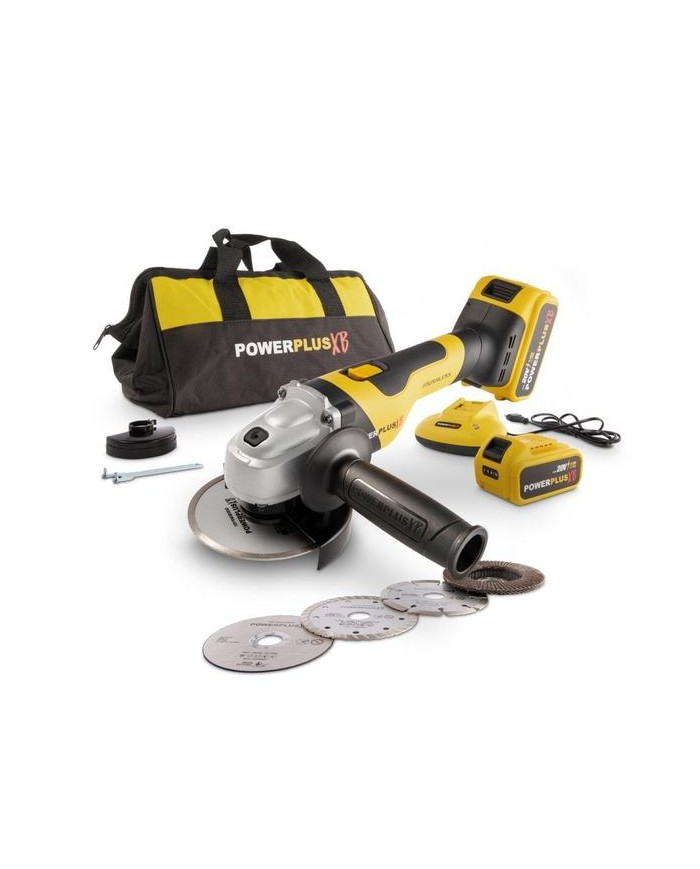 AMOLADORA 115MM. 20V. 2 BATERIAS Y CARGADOR POWERPLUS