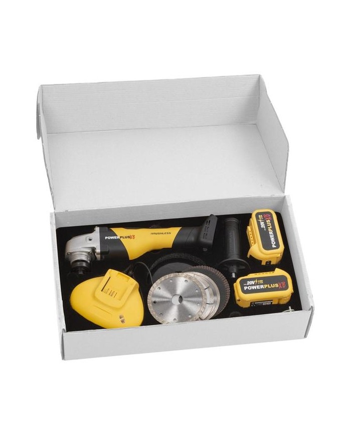 AMOLADORA 115MM. 20V. 2 BATERIAS Y CARGADOR POWERPLUS