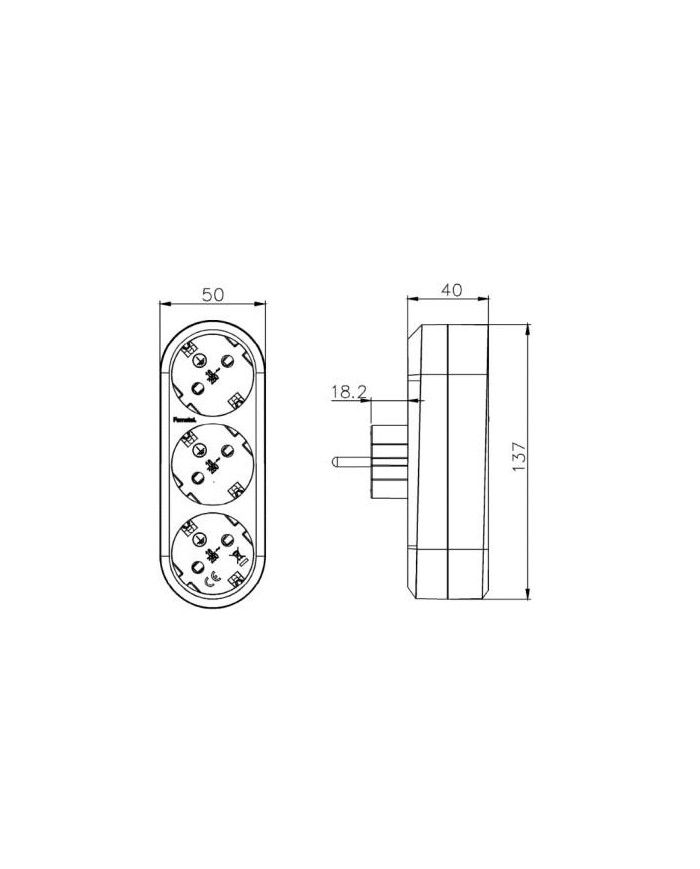 CLAVIJA TRIPLE FRONTAL 16-A T.T. 250V. REF.1333
