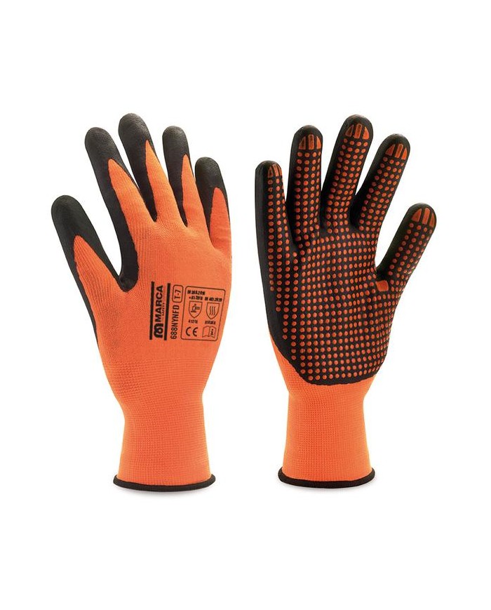 GUANTES NYLON NITRILO T- 9 FOAM NARANJA (PAR)
