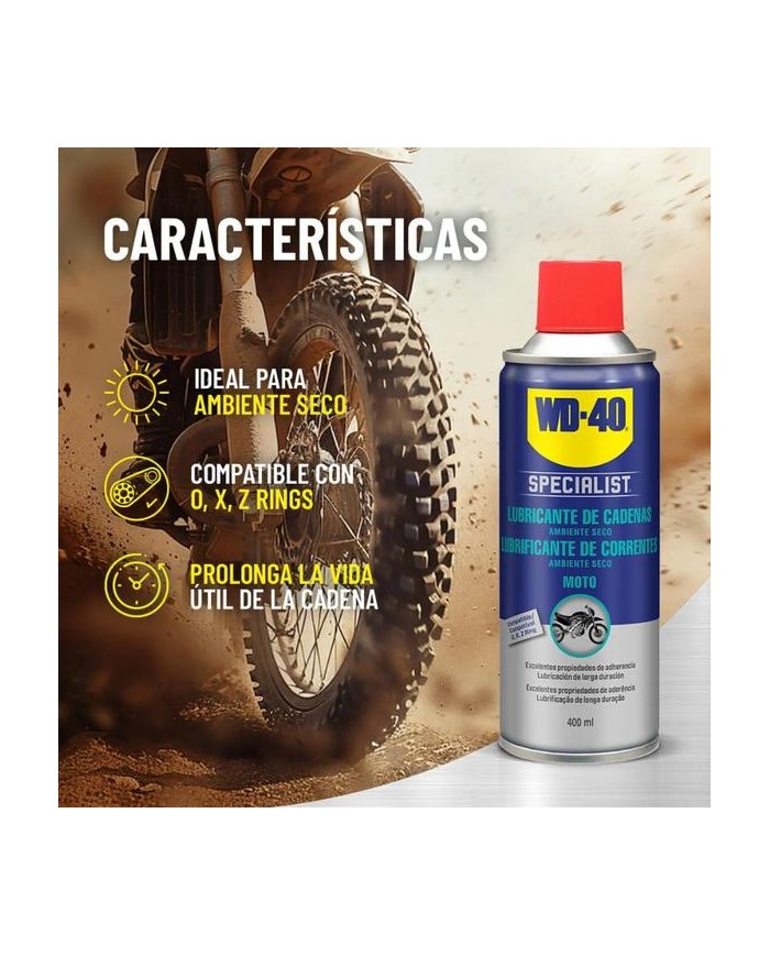 LUBRICANTE SPECIALIST MOTO CADENAS WD40 400 ML.