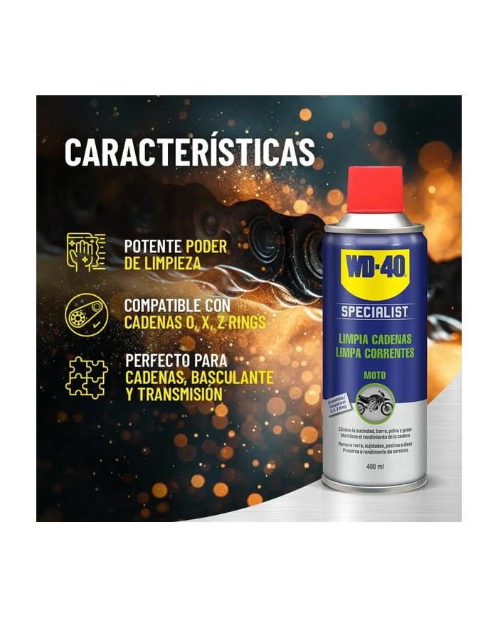 LIMPIA CADENAS SPECIALIST MOTO 400ML. WD40