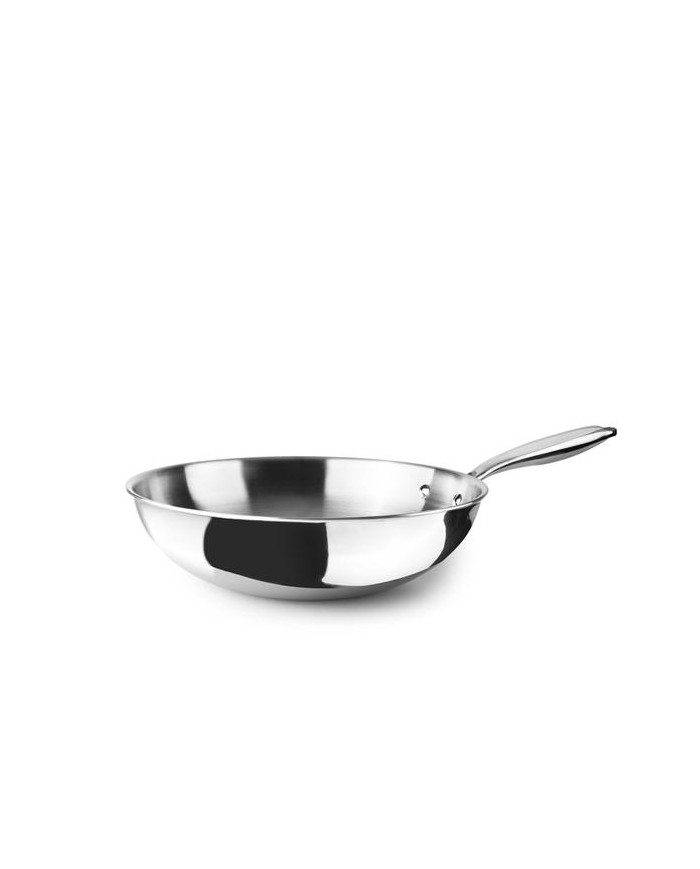 WOK INOX IBILI TRIPLY NATURAL 30 CMS.