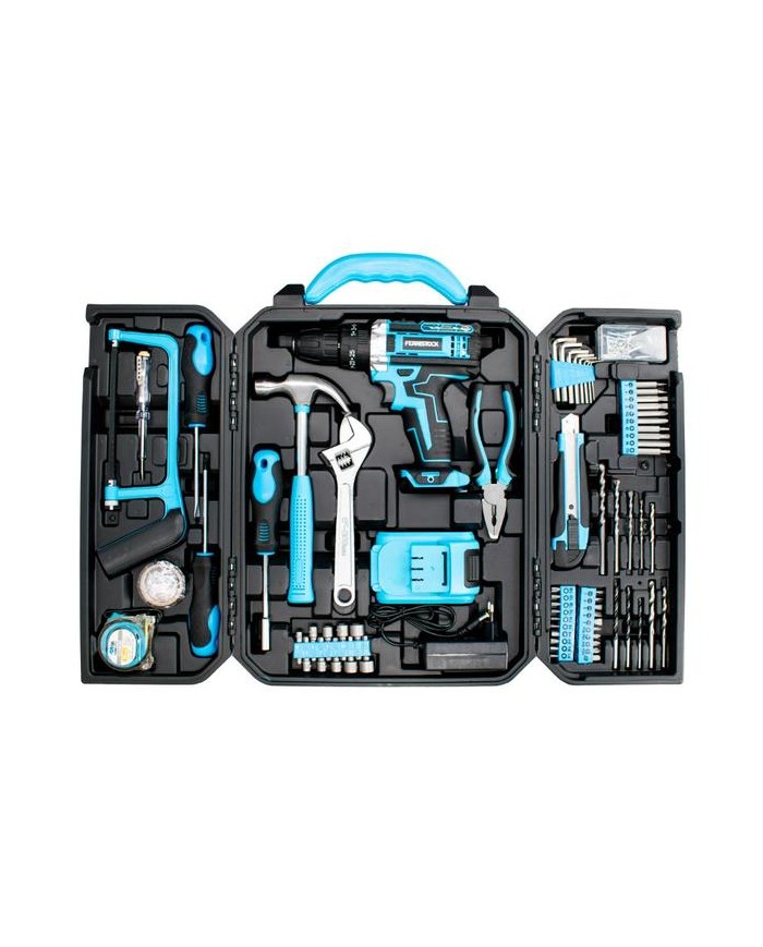 TALADRO PERCUTOR FSK 21V 1BAT 1,5Ah MALETA 62 PIEZAS