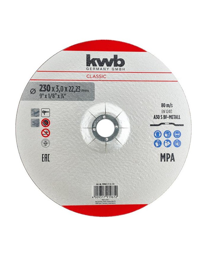 DISCO KWB CORTE METAL 230X3'0MM. 791961