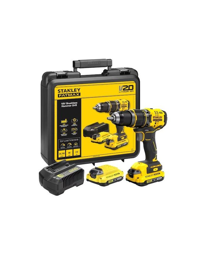 TALADRO PERCUTOR STANLEY 18 V. 2 BATERIAS Y MALETIN