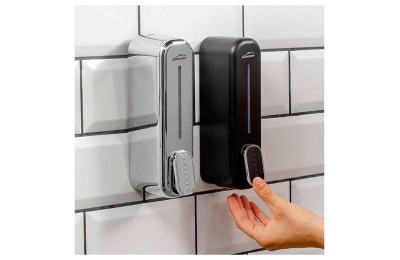 DISPENSADOR GEL MANUAL CROMADO 350 ML.