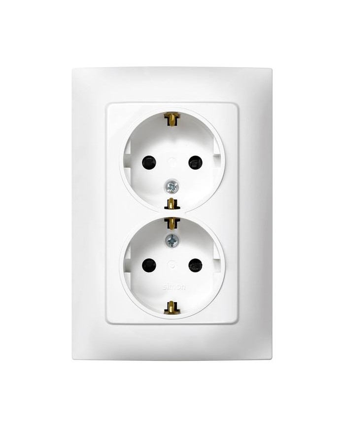 BASE ENCHUFE DOBLE EMPOTRAR SIMON 10 BLANCO 12X8,3X4,85 CMS.