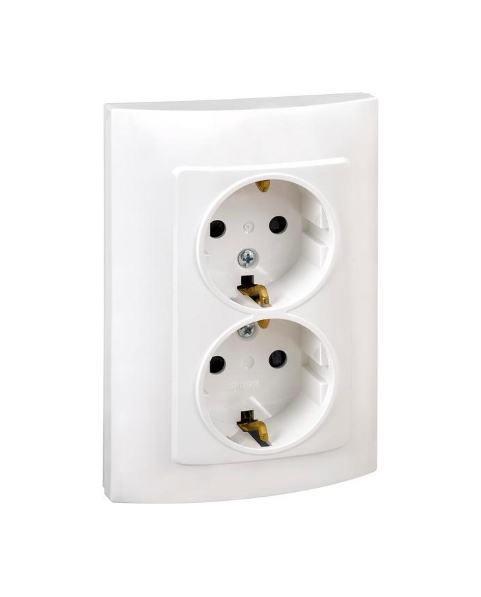 BASE ENCHUFE DOBLE EMPOTRAR SIMON 10 BLANCO 12X8,3X4,85 CMS.