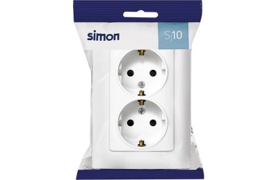 BASE ENCHUFE DOBLE EMPOTRAR SIMON 10 BLANCO 12X8,3X4,85 CMS.