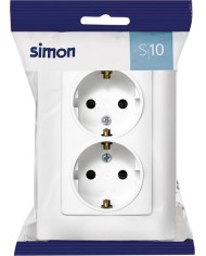 BASE ENCHUFE DOBLE EMPOTRAR SIMON 10 BLANCO 12X8,3X4,85 CMS.