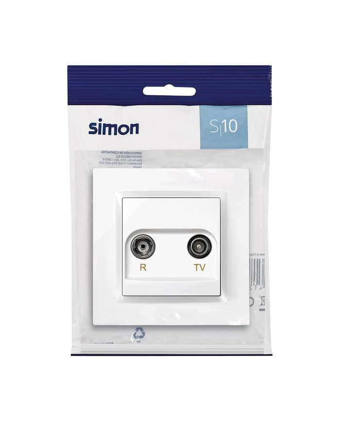 TOMA RADIO/TV FINAL EMPOTRAR SIMON 10 BLANCO 8'4X8'4X4'5 CMS.